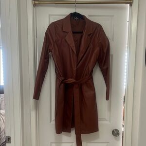 Lulu's Rich Brown Leather Trench Coat